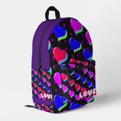 New Wave Love Hearts Printed Backpack
