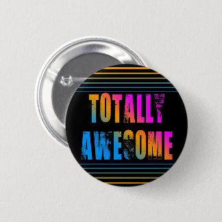 NEW WAVE VINTAGE 80s RETRO TOTALLY AWESOME STRIPES Button