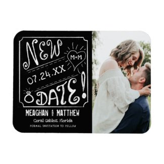 New Wedding Date Rustic Chalkboard Photo Magnet