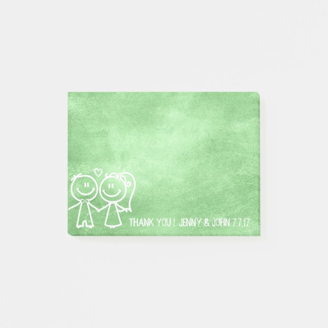 New Wedding Favor Thank You Chalkboard Lemon Green Post-it Notes (Front)