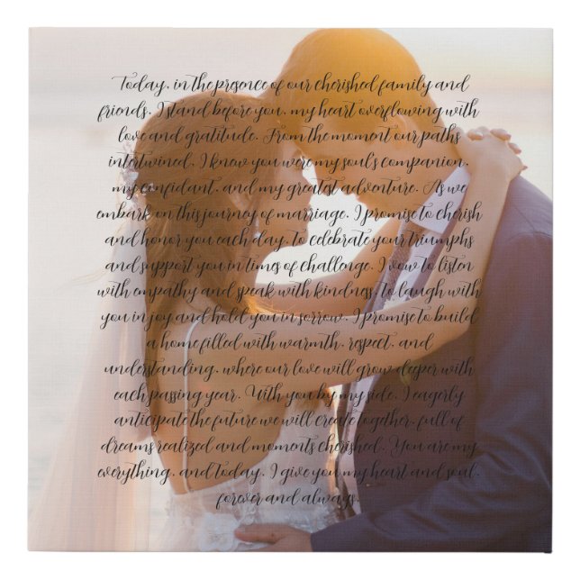 NEW! Wedding Vows Faux Wrapped Canvas Print -10x10 (Front)