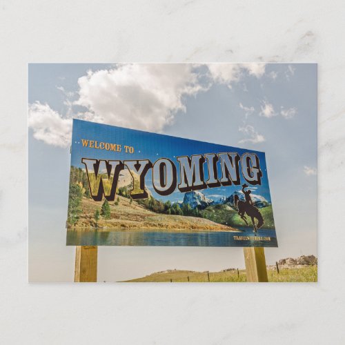 New Welcome to Wyoming Sign _ State Borders Postcard