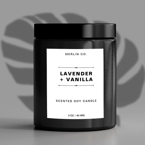 New White Modern Candle Product Label Sticker