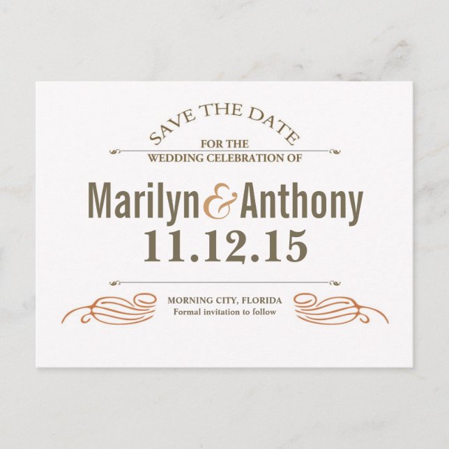 new white vintage save the date postcards (Front)