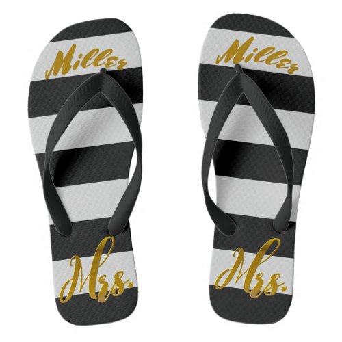New Wife New Bride Mrs Personalized Flip Flops