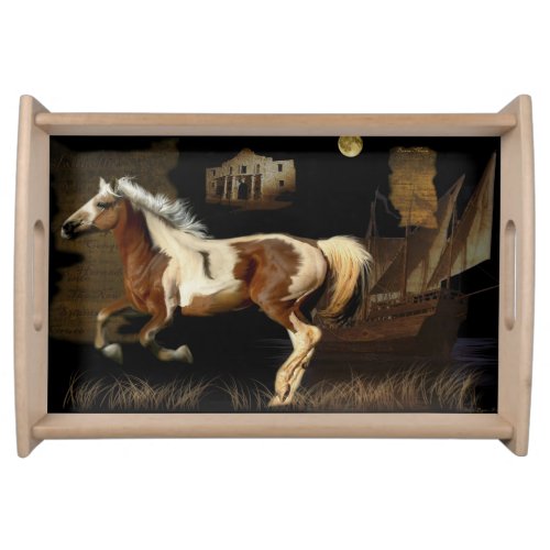 New World Spanish Mustang Horse_lover Nature Art Serving Tray