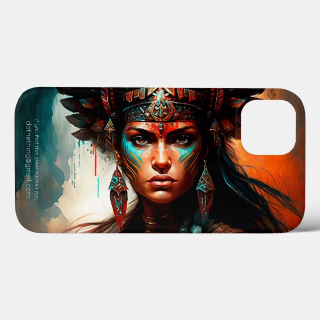New World Warrior Princess Portrait Oil Watercolor Case-Mate iPhone Case (Back (Horizontal))