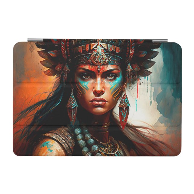 New World Warrior Princess Portrait Oil Watercolor iPad Mini Cover (Horizontal)