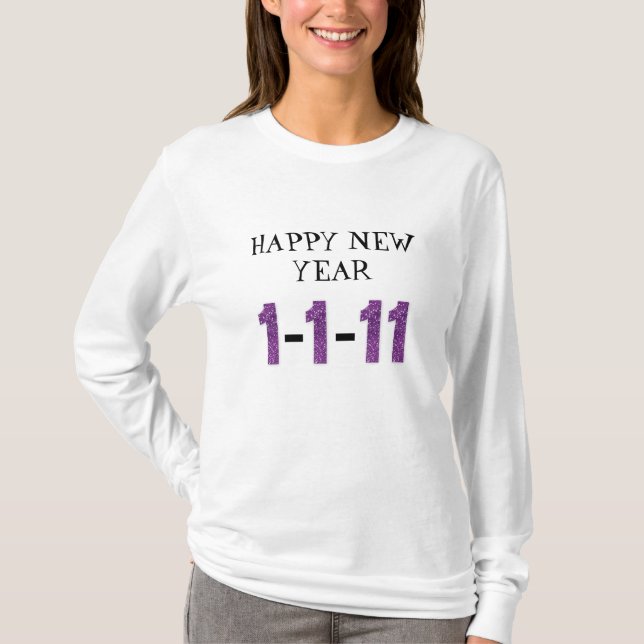 NEW YEAR 1-1-11 LADIES LONG SLEEVE T-SHIRT (Front)