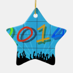 New Year 2014 Office City Party Colorful Fun Art Ceramic Ornament