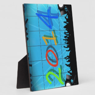 New Year 2014 Office City Party Colorful Fun Art Plaque