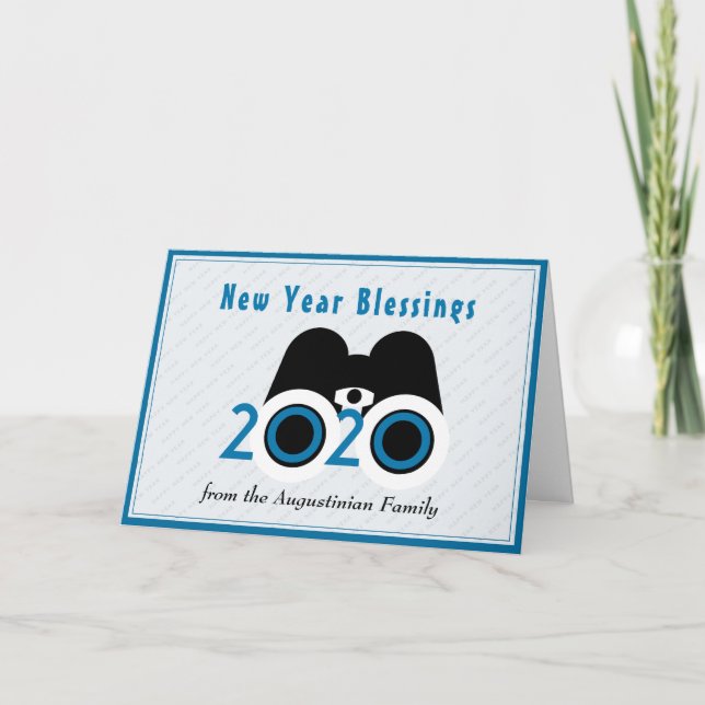 NEW YEAR 2020 Vision Customized New Year BLUE Holiday Card (Front)