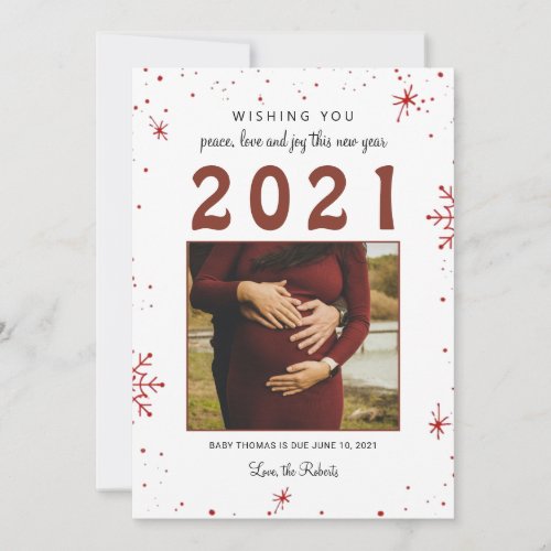new year 2021 baby announcement snowflake cute