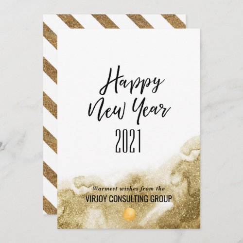 New Year 2021  Corporate Business Gold Abstract Holiday Card