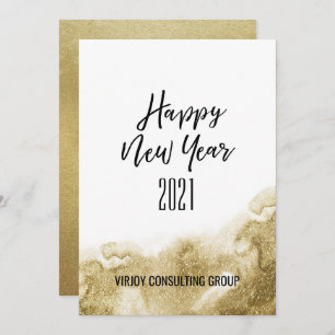 New Year 2021   Corporate Business Gold Abstract Holiday Card