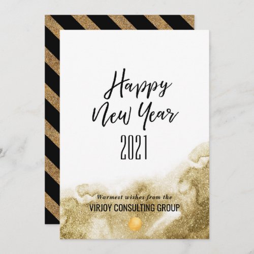 New Year 2021  Corporate Business Gold Abstract Holiday Card