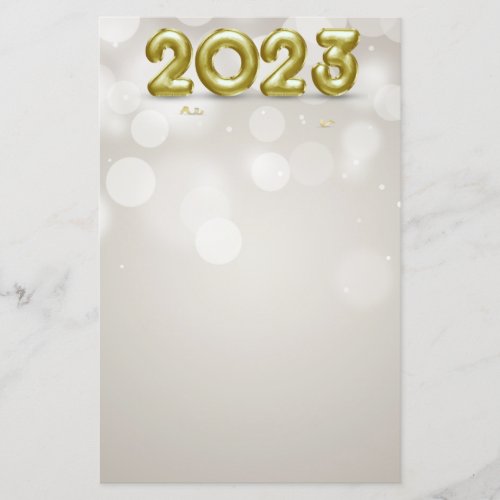 New Year 2023 Elegant Gold Balloons Stationery
