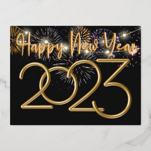 New Year 2023 _ Happy New Year Design Foil Holiday Postcard