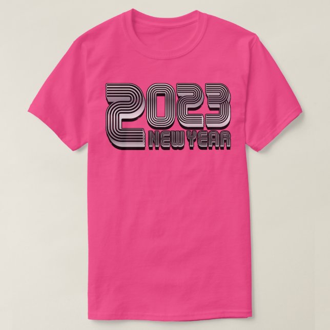 New Year 2023 Silver Text T-Shirt (Design Front)