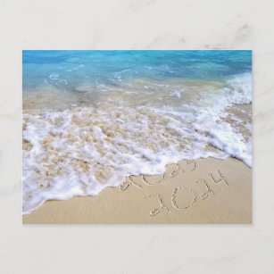 New Year 2024 Beach Sand Thank You Postcard