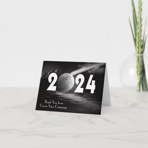 New Year 2024 Full Moon Business Thanks  Card