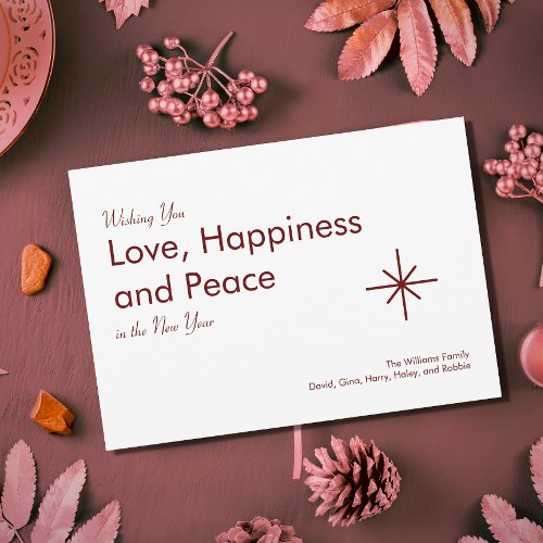 New Year 2024 Peace Love Simple Classic  Holiday Card
