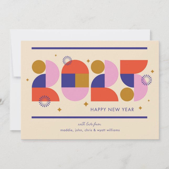 New Year 2025 - Bold Geometric Celebration Holiday Card (Front)
