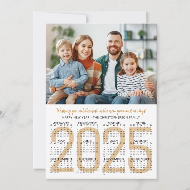 New Year 2025 Calendar One Photo (Front)