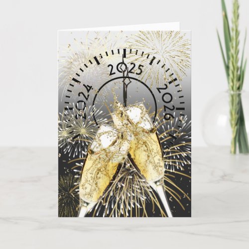 New Year 2025 Champagne Toast  Holiday Card