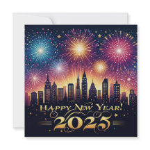 New Year 2025 Fireworks Celebration Card