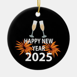 New Year 2025 Happy New Year Ceramic Ornament