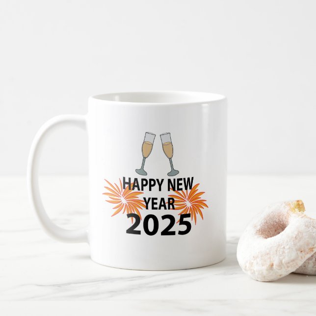 New Year 2025 Happy New Year Coffee Mug (With Donut)