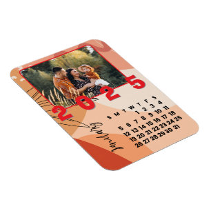 New Year 2025 January Month Calendar Family Photo Magnet