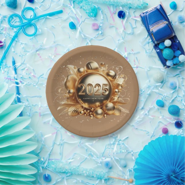 new year 2025 paper plates (Party)