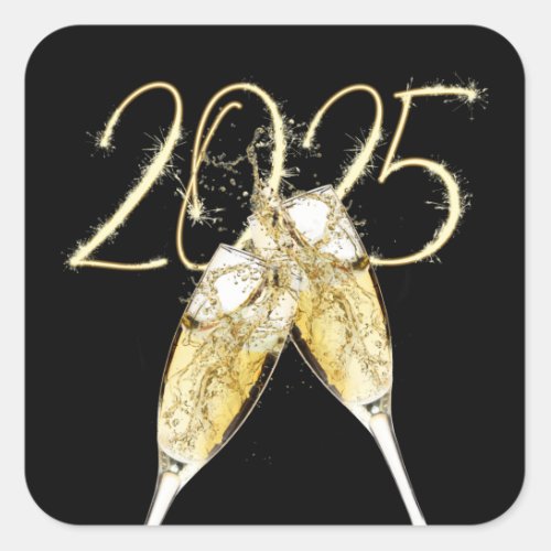 New Year 2025 Sparklers  Square Sticker
