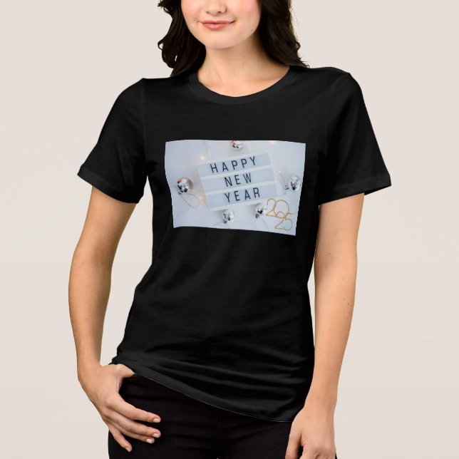 New Year 2025 T-Shirt Design with Disco Ball Theme Tri-Blend Shirt (Front)
