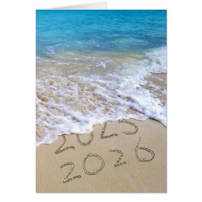 New Year 2026 Beach Sign with Ocean Surf Cards (Front)