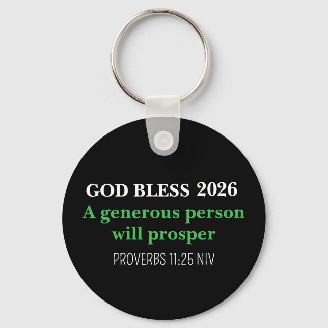 New Year 2026 Blessings Festive Simple Black Keychain (Front)