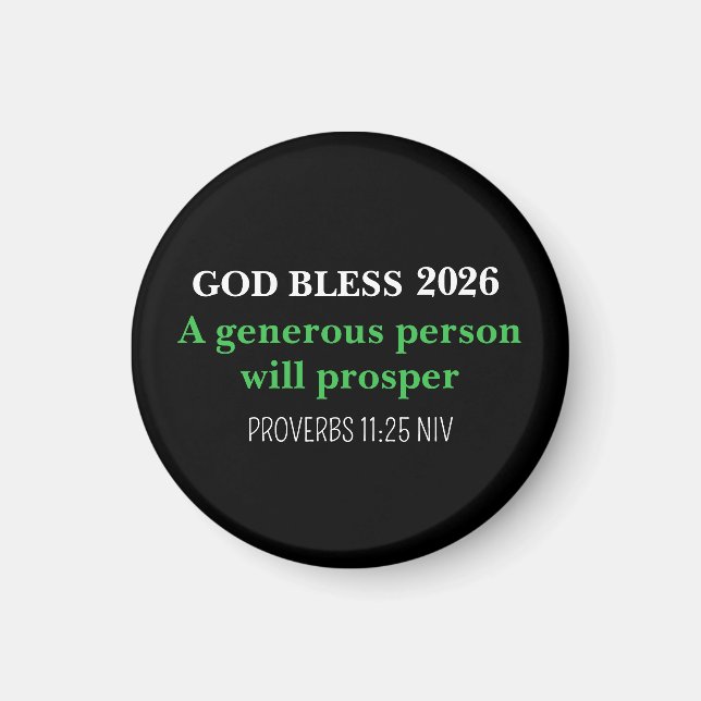 New Year 2026 Blessings Festive Simple Black Magnet (Front)