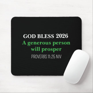 New Year 2026 Blessings Festive Simple Black Mouse Pad