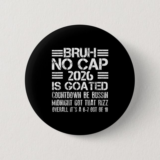 New Year 2026 Bruh No Cap Countdown Bussin Funny R Button (Front)