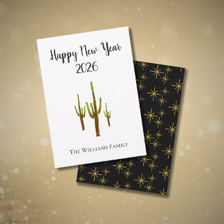 New Year 2026 Cactus Holiday Card
