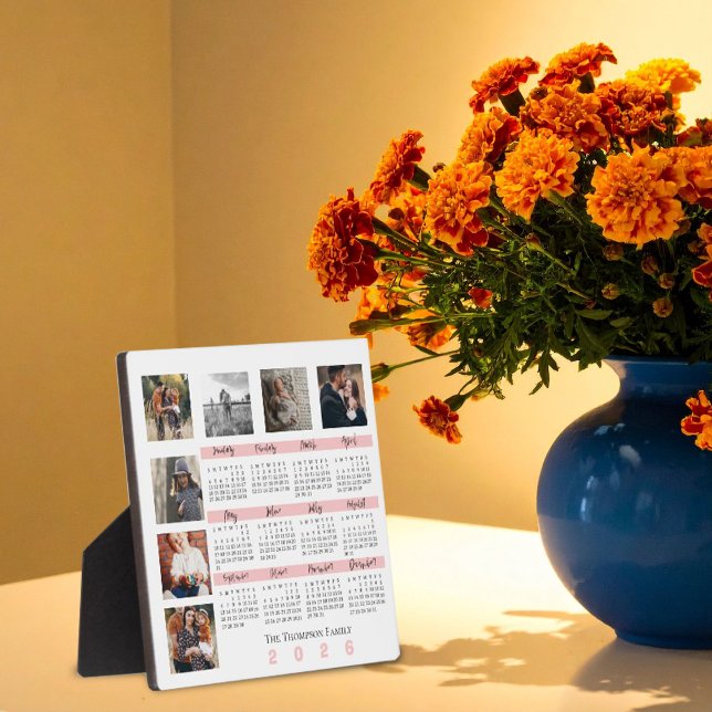 New Year 2026 Calendar Family Multi Photo Collage Plaque (New Year 2026 Calendar Family Multi Photo Collage Plaque)