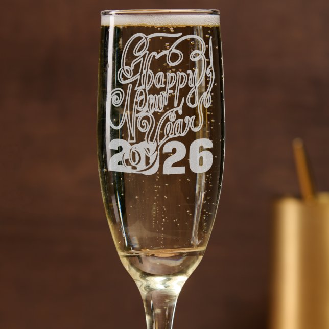 New Year 2026 Calligraphy Champagne Flute (Creator Uploaded)