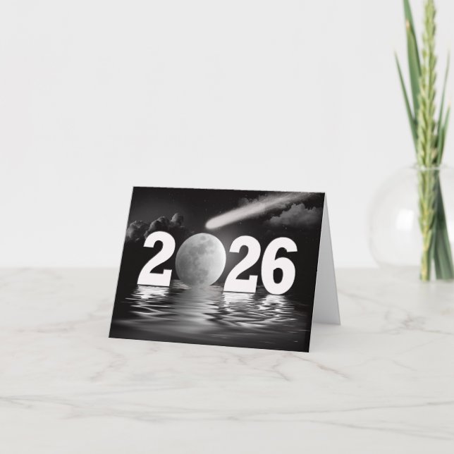 New Year 2026 Full Moon Business Thank You  Card (Front)