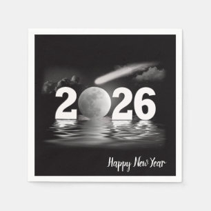 New Year 2026 Full Moon with Comet Napkins