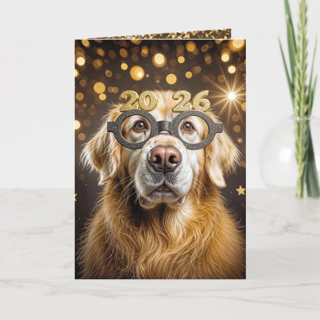 New Year 2026 Golden Retriever Humor Card (Front)