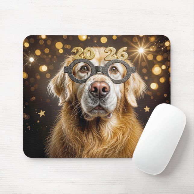 New Year 2026 Golden Retriever Humor Mouse Pad (With Mouse)