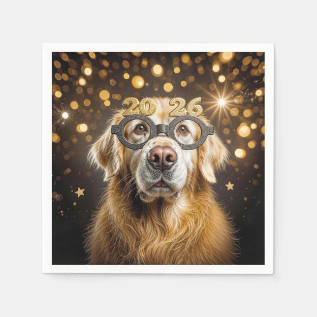 New Year 2026 Golden Retriever Humor Napkins (Front)