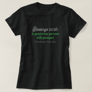 New Year 2026 Prosperity Black and Green Blessings T-Shirt